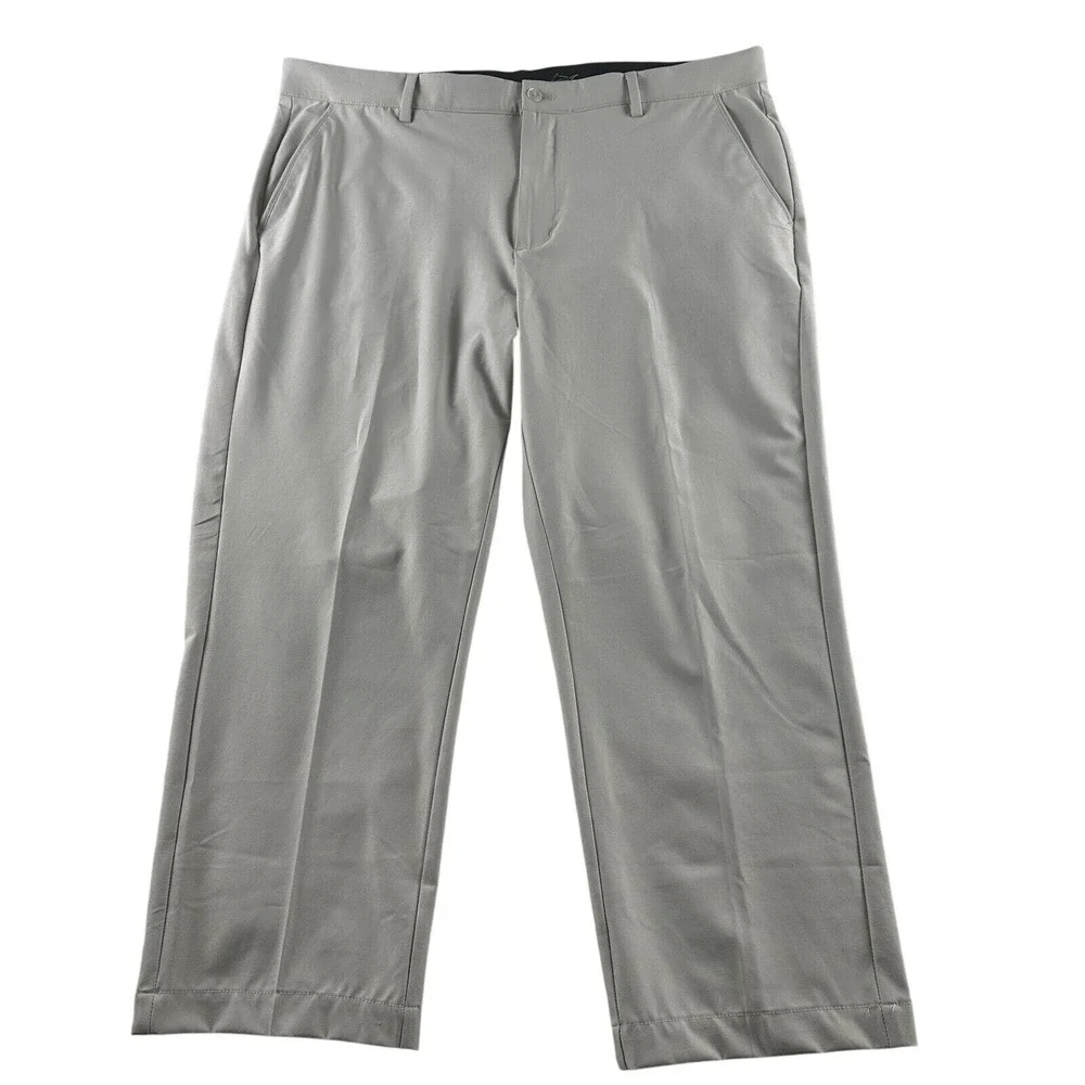 Greg Norman Pants Mens 38X30 Beige‎ Chino Golf Stretch Flat Front Straight Logo